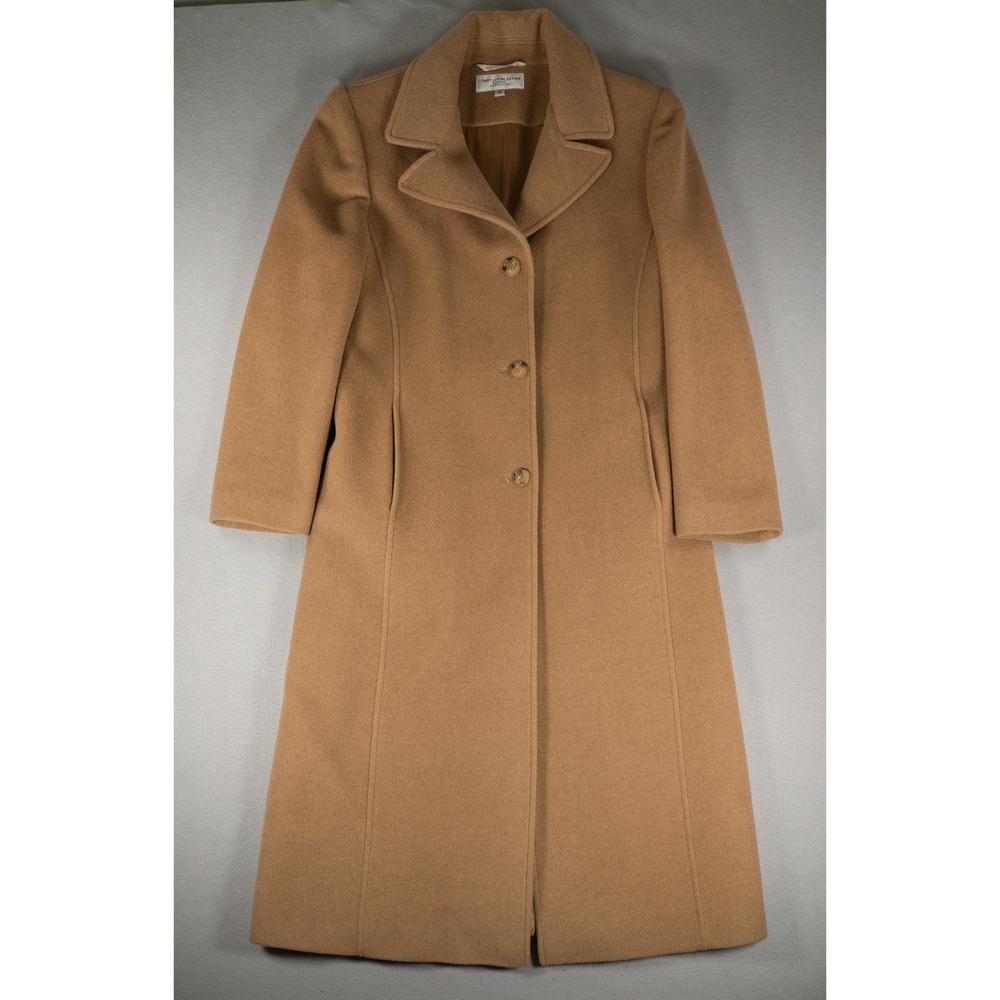 Larry Levine Womens 100 Camel Hair Longline Nordstrom Coat Tan 10 Classic Luxury